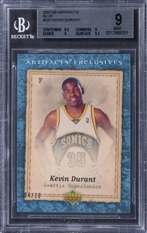 2007-08 Upper Deck Artifacts Blue #223 Kevin Durant Rookie Card (#04/10) - BGS MINT 9